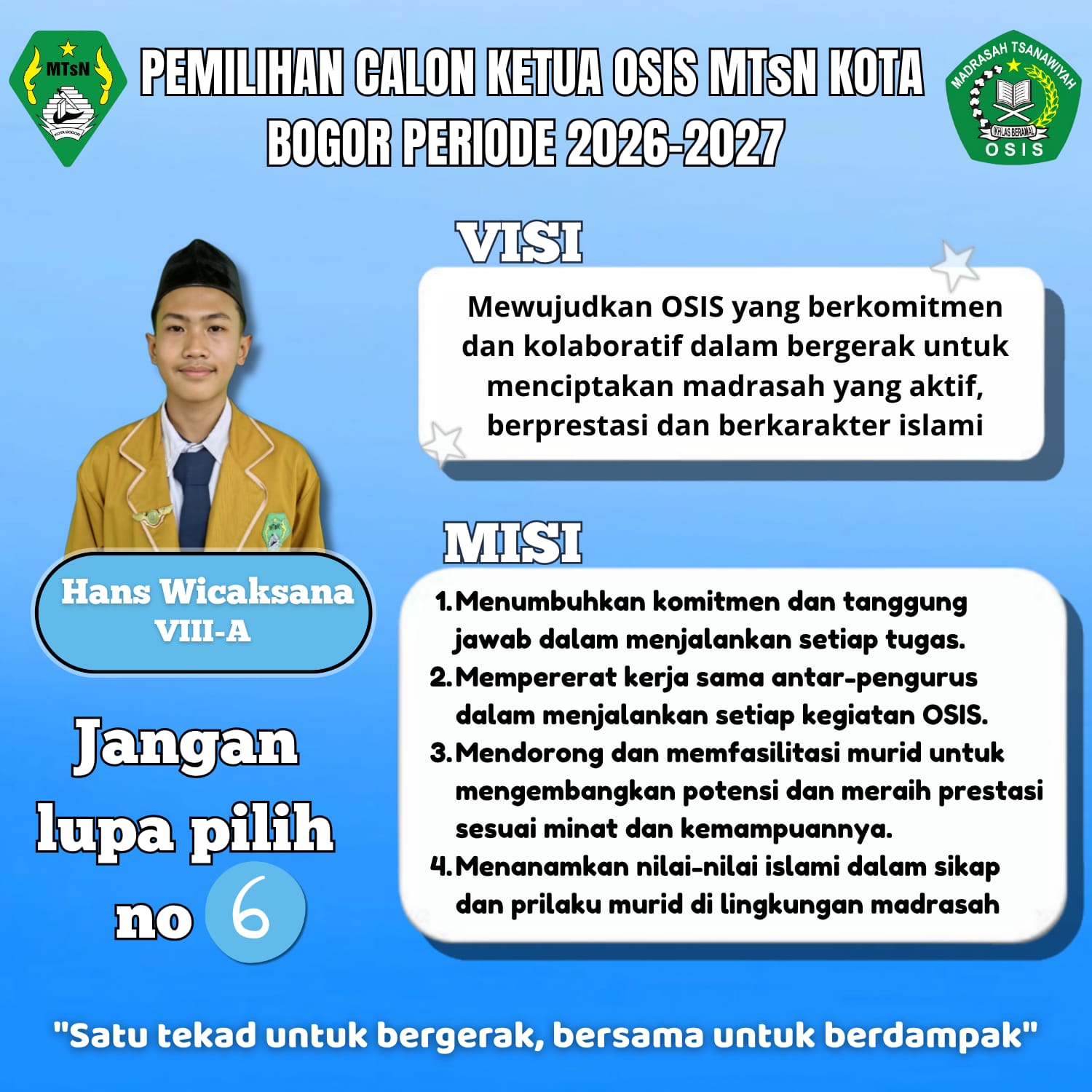 Foto kampanye pasangan calon nomor urut 6: HANS WICAKSANA
